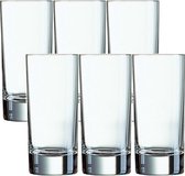 18x Stuks transparante drinkglazen 220 ml van glas - Waterglazen - Longdrinkglazen