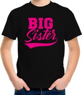 Big sister cadeau t-shirt zwart voor meisjes / kinderen - Grote zus shirt - aankondiging zwangerschap L (146-152)