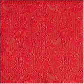 60x stuks servetten rood barok stijl 3-laags - elegance - barok patroon - Feest artikelen - feest decoraties