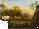 Tuinschilderij Vee in de weide - Schilderij van Paulus Potter - 80x60 cm - Tuinposter - Tuindoek - Buitenposter