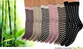 Pierre Calvini - Bamboe Sokken Dames - 12 Paar - Lange Sokken - Stippen/Strepen Licht - Maat 36-40 - Kousen Dames - Anti Zweet