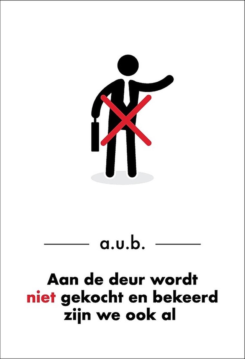 Aan de deur wordt niet gekocht sticker Geen deur aan deur verkoop Geen colportage bol
