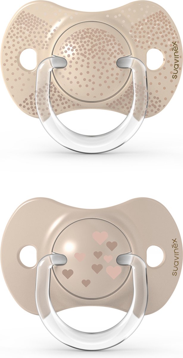 Goedkoopste Suavinex Spread Joy Beige 0-6m 2 Stuks Silicone Fopspeen SXSSP1075060