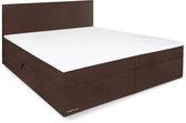 Beddenleeuw Boxspring Bed Lana met Opbergruimte - 90x200 - Incl. Hoofdbord + Topper - Bruin