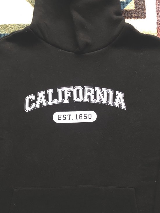 Sweat-shirt à capuche California noir unisexe surdimensionné avec poche kangourou Taille L