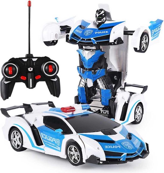 RC Transformerende Auto - Blauw (Politie) - Lamborghini - Robot -  Transformer (2-in-1)... 