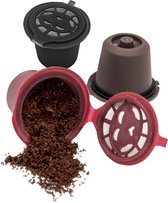 NERTHUS Nespresso Hervulbare capsules , Herbruikbare  Koffiecups , 3 stuks , Incl. schep en borstel, BPA vrij