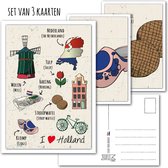 KaartenSet met Hollands Tintje -> Nr 3 (Postcrossing-Typisch-Hollands-Klomp-Stroopwafels) - LeuksteKaartjes.nl by xMar