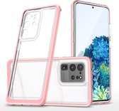 Samsung S20 Plus hoesje transparant cover met bumper Rose Goud - Ultra Hybrid hoesje Samsung Galaxy S20 Plus case