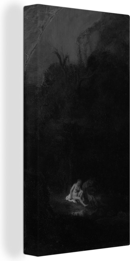 Canvas Schilderij Diana in bad verrast door een sater - Rembrandt van Rijn - Wanddecoratie