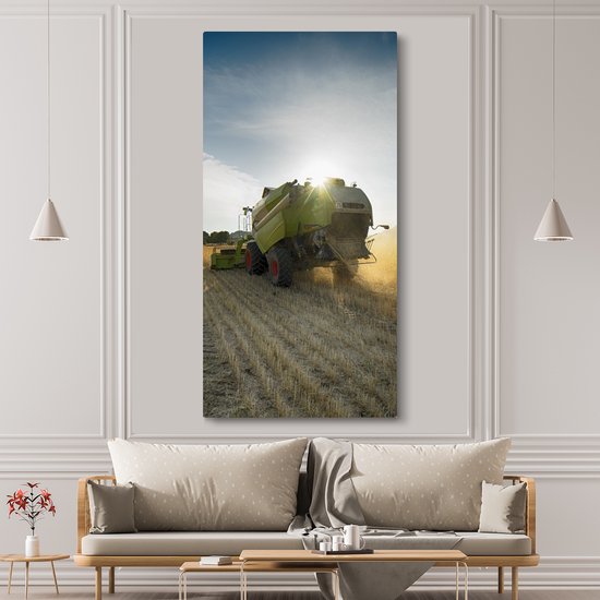 Tableau sur toile Machine agricole sur un champ de maïs - 80x160 cm - Décoration murale