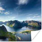 Poster Panoramisch uitzicht Lofoten Noorwegen - 30x30 cm