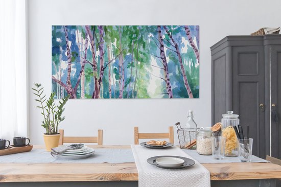 Toile Peinture Arbres - Couleurs - Été - 160x80 cm - Décoration murale