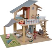 Eichhorn houten poppenhuis inclusief meubels en poppetjes, 25dlg.