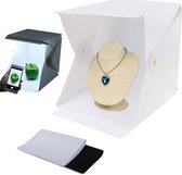 Mini Fotostudio - Lightbox - 20 LED Strips - Inc Wit en zwart achtergrond doek -  24 - 22 cm - Draagbare Studio - USB kabel