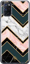 Oppo A52 hoesje siliconen - Marmer triangles | Oppo A52 case | TPU backcover transparant