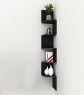 Flanner® 5 Etage Hoekplank Zwart – 5 Etages Zwevende Planken – Display Plank Opbergruimte Organiser - MDF
