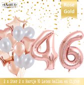 Cijfer Ballon 46 Jaar Rose Gold Pearl Boeket * Hoera 46 Jaar Verjaardag Decoratie Set van 15 Ballonnen * 80 cm Verjaardag Nummer Ballon * Snoes * Verjaardag Versiering * Kinderfees