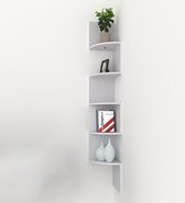 Flanner® 5 Etage Hoekplank Wit – 5 Etages Zwevende Planken – Display Plank Opbergruimte Organiser - MDF