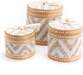 Set de 3 boîtes de rangement décoratives avec perles - 18 cm