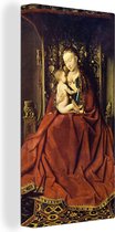 Canvas schilderij 80x160 cm - Wanddecoratie Lucca-Madonna - Schilderij van Jan van Eyck - Muurdecoratie woonkamer - Slaapkamer decoratie - Kamer accessoires - Schilderijen
