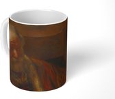 Mok - Oude man in een leuningstoel - Rembrandt van Rijn - 350 ML - Beker