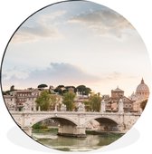 WallCircle - Wandcirkel - Muurcirkel - Rome - Zonsondergang - Brug - Aluminium - Dibond - ⌀ 30 cm - Binnen en Buiten