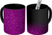 Magische Mok - Foto op Warmte Mokken - Koffiemok - Paarse en roze glitterstructuur - Magic Mok - Beker - 350 ML - Theemok