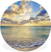 WallCircle - Wandcirkel ⌀ 140 - Een zonsondergang op het strand van Aruba - Ronde schilderijen woonkamer - Wandbord rond - Muurdecoratie cirkel - Kamer decoratie binnen - Wanddecoratie muurcirkel - Woonaccessoires