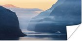 Poster Fjorden in Noorwegen zonsopkomst - 80x40 cm