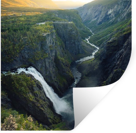 Muurstickers - Sticker Folie - Waterval in Noorwegen - 120x120 cm - Plakfolie - Muurstickers Kinderkamer - Zelfklevend Behang XXL - Zelfklevend behangpapier - Stickerfolie