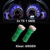 2x T5 (1 LED) GROEN  CANBus Led Lamp 2-Stuks | 5050 | T5L200G  | 205 Lumen | 12V | 1 SMD | Verlichting | W3W W1.2W Led Auto-interieur Verlichting Dashboard Warming Indicator Wig auto Instrument Lamp | Autolamp | Autolampen |