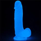 LoveToy Lumino 7.5 - Dildo - Glow In The Dark - 19cmx4cm - Met Balzak En Zuignap - Blauw