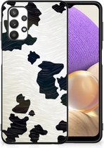 GSM Hoesje Geschikt voor Samsung Galaxy A32 5G Silicone Hoesje met Zwarte rand Koeienvlekken