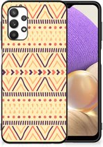 Telefoonhoesje Geschikt voor Samsung Galaxy A32 5G Leuk Case met Zwarte rand Aztec Yellow