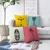 Zethome - Kussenhoes Kerstpatroon Set - 4 Stuks - 55x55 cm - Bedrukt - Levendige Kleuren - Soft Touch - Pillow Cover