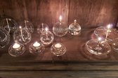 PERI - olielampjes - set van 3 glazen bollen - geribbeld glas