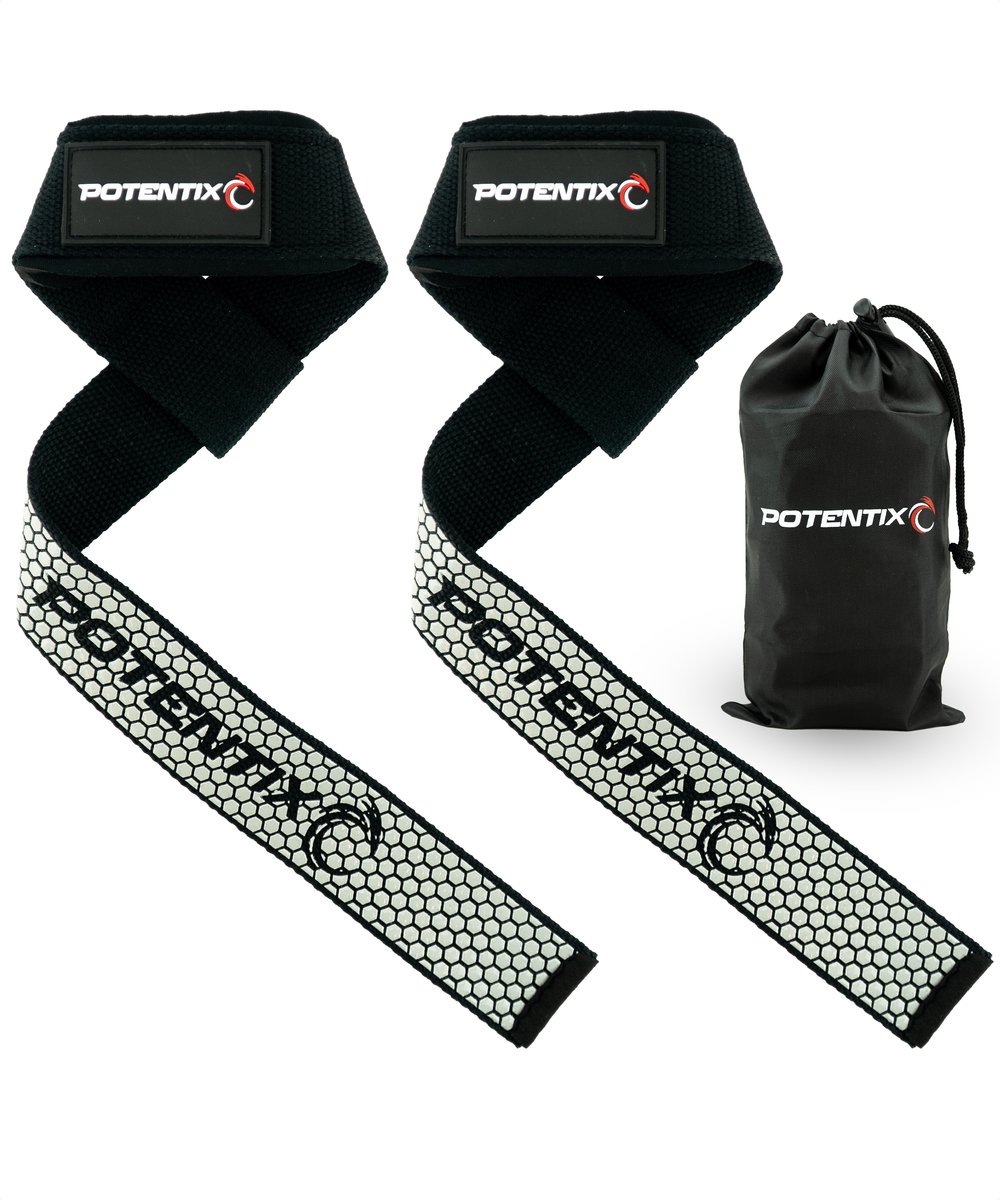 Potentix Lifting Straps voor Fitness / Bodybuilding / Deadlifting - Wrist Wraps - Set van 2 - Onze Size - Zwart