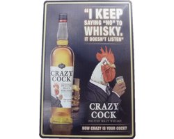 Wandbord Pub Cafe Bord- Crazy Cock Whiskey - leuk design voor in elke ruimte