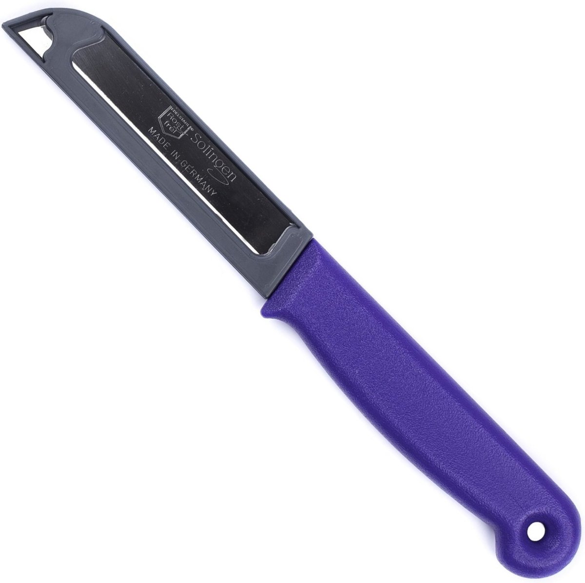 Solingen Schilmesje – RVS Glad – 18,5 cm met Blade Cover – Paars