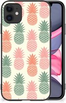 GSM Hoesje Geschikt voor iPhone 11 Siliconen Hoesje met Zwarte rand Ananas