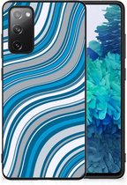 Telefoonhoesje Geschikt voor Samsung Galaxy S20 FE TPU Back Cover met Zwarte rand Golven Blauw