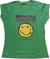 Nirvana - Xerox Happy Face Pink Dames T-shirt - S - Groen