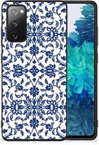 Trendy Telefoonhoesjes Geschikt voor Samsung Galaxy S20 FE GSM Hoesje met Zwarte rand Flower Blue