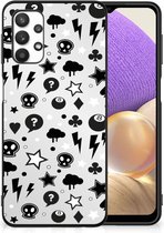 Silicone Back Cover Geschikt voor Samsung Galaxy A32 5G Telefoonhoesje met Zwarte rand Silver Punk