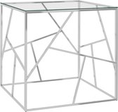 Decoways - Salontafel 55x55x55 cm roestvrij staal en glas zilverkleurig