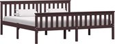 Decoways - Bedframe massief grenenhout donkerbruin 180x200 cm