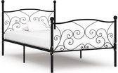 Decoways - Bedframe met lattenbodem metaal zwart 100x200 cm