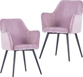 Decoways - Eetkamerstoelen 2 stuks fluweel roze