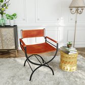 Decoways - Klapstoel echt leer zwart en bruin